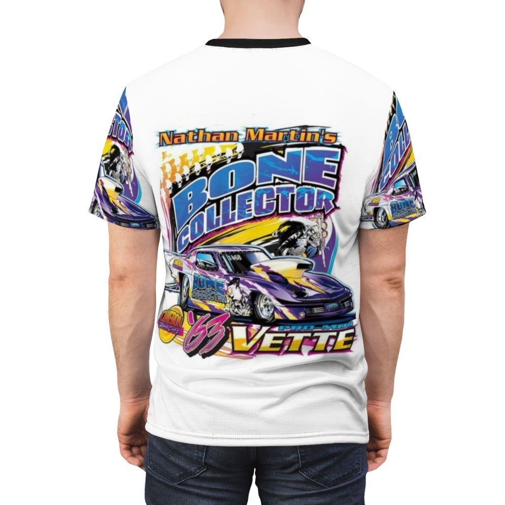 Fashionable racing-themed t-shirt with Nathan Martin inspired design - men back