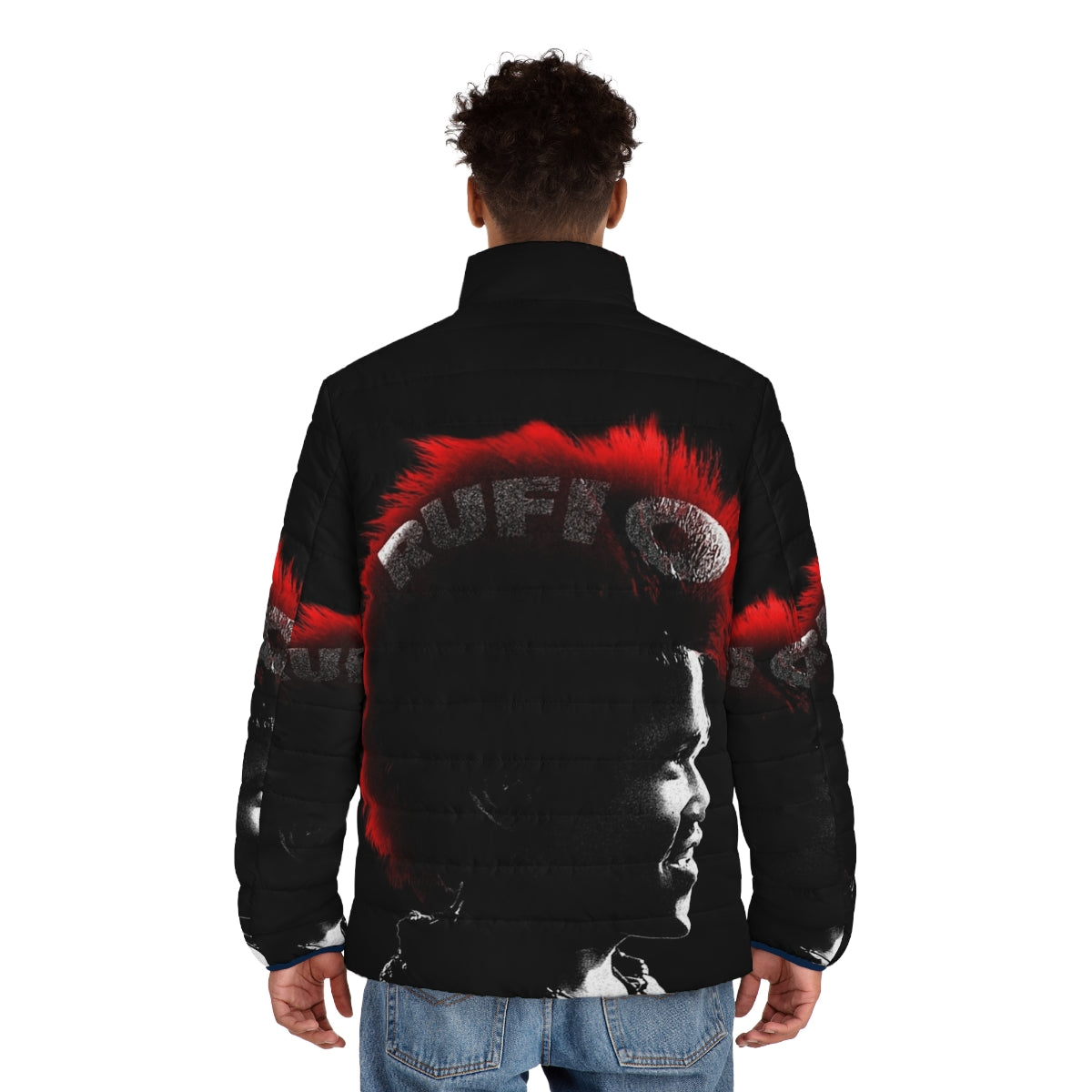 Rufio Puffer Jacket with 90s Peter Pan Inspired Design - men back