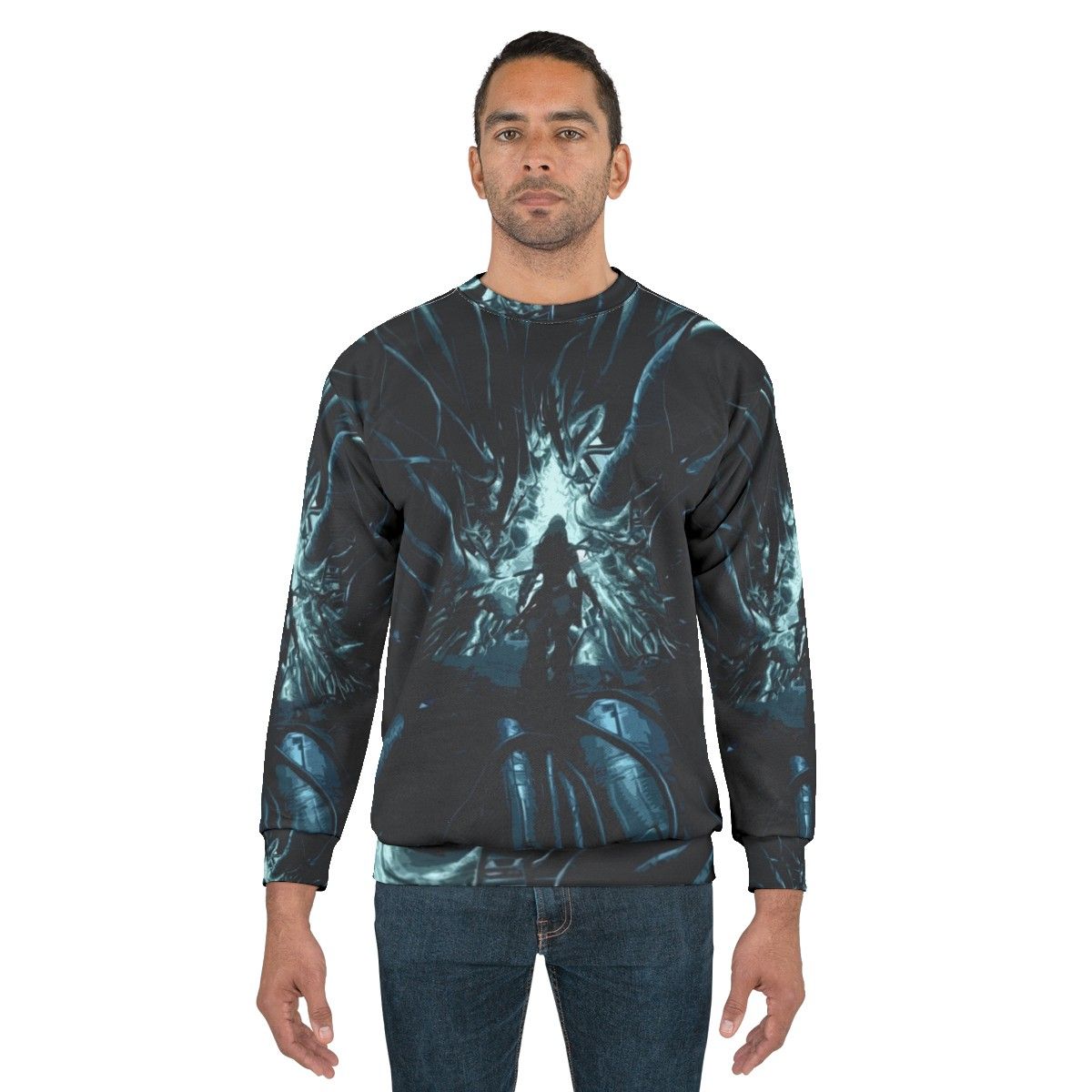 Horizon Zero Dawn Cauldron Sweatshirt featuring stylized sci-fi and cyberpunk design - men