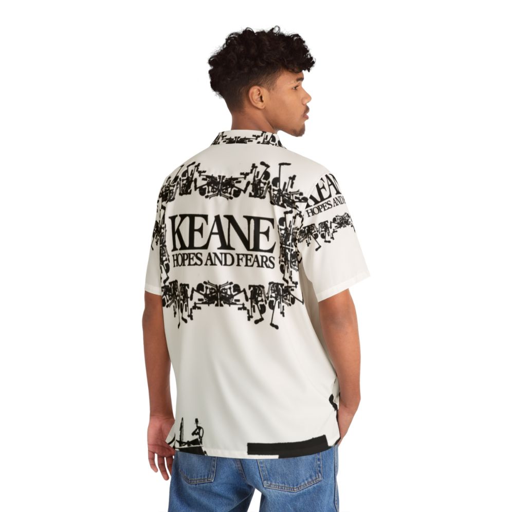 Man wearing tropical Hawaiian shirt with Hopes And Fears design - People Back