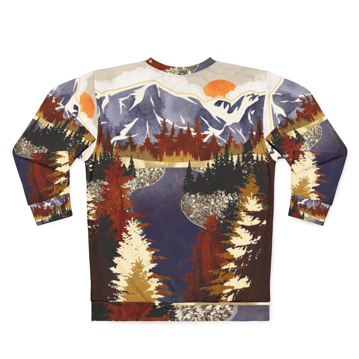 Autumn River Sweatshirt featuring a nature-inspired abstract design - Back