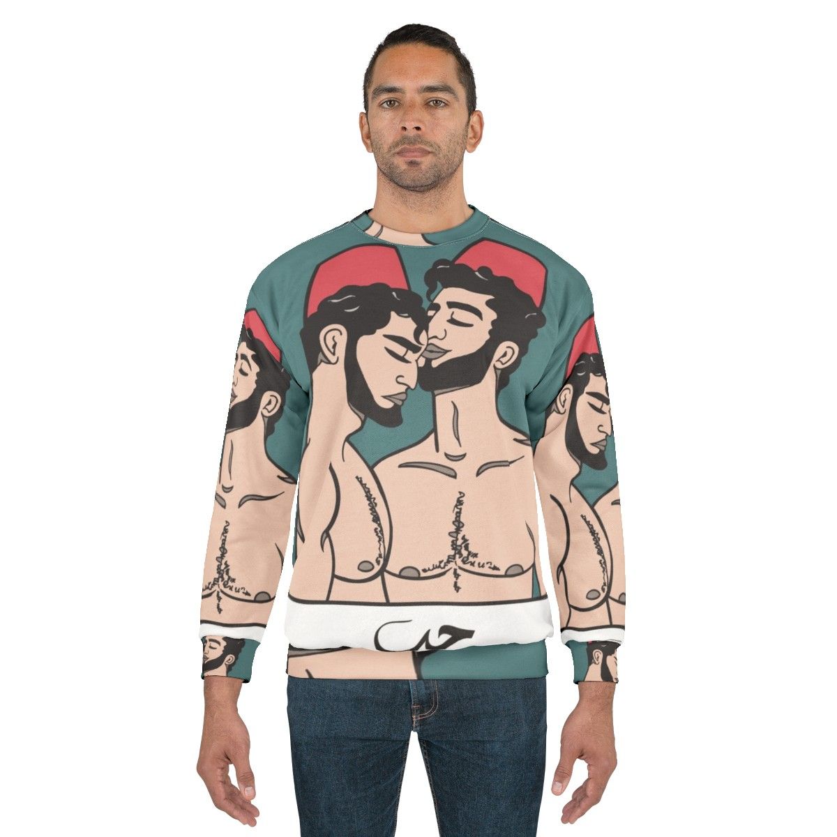 Beiruti Boys Gay Pride Sweatshirt with Middle Eastern Gay Art Illustration - men