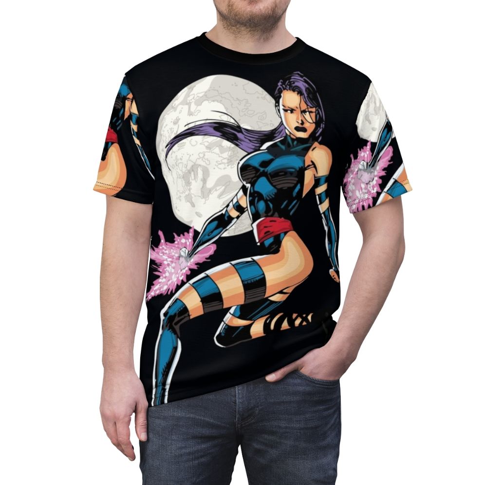 A high-quality t-shirt featuring the comic art character Betsy Braddock, also known as Psylocke. - men front