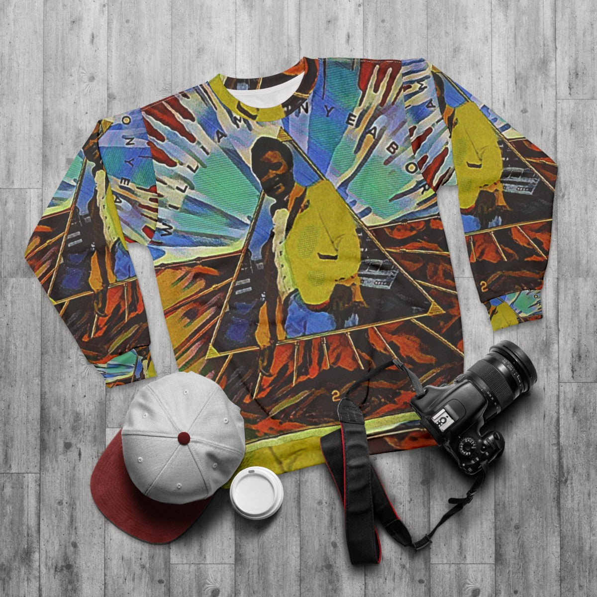 Explode music sweatshirt with pop band graphic - flat lay