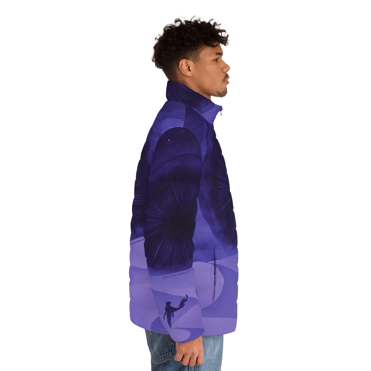 Purple moons puffer jacket inspired by the Dune movie - men side right