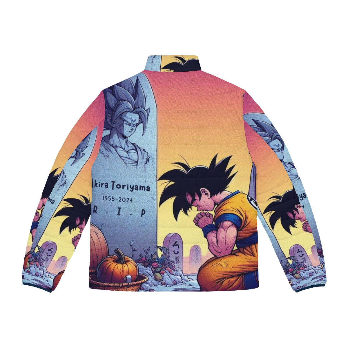 Akira Toriyama Dragon Ball Z Puffer Jacket featuring Goku, Vegeta, and Gohan - Back