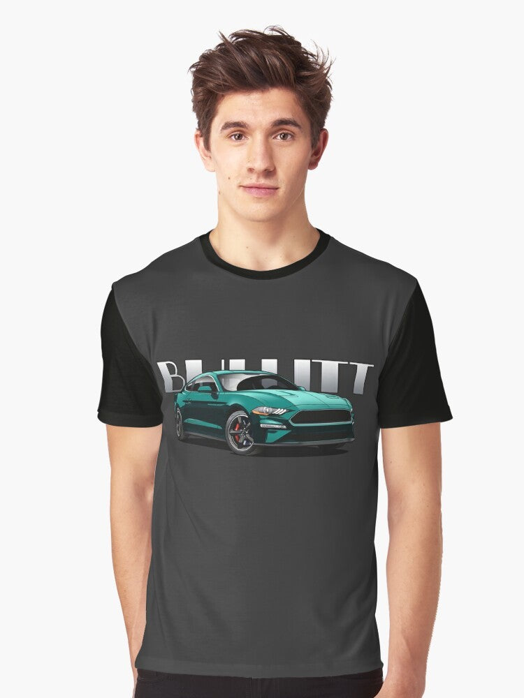 BULLITT Mustang Graphic T-Shirt featuring the iconic green Ford Mustang from the classic film starring Steve McQueen - Men