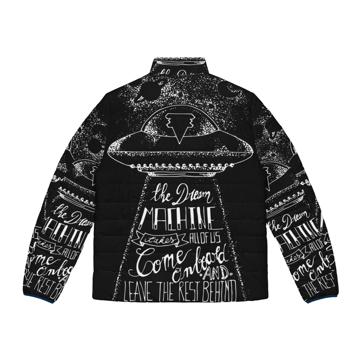 Tokio Hotel Dream Machine Dark Puffer Jacket featuring galaxy and space design - Back