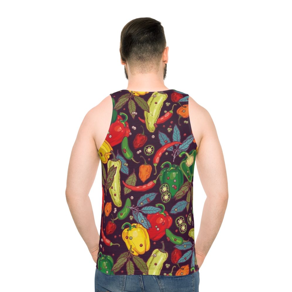 Spicy chili pepper vegetable unisex tank top - men back