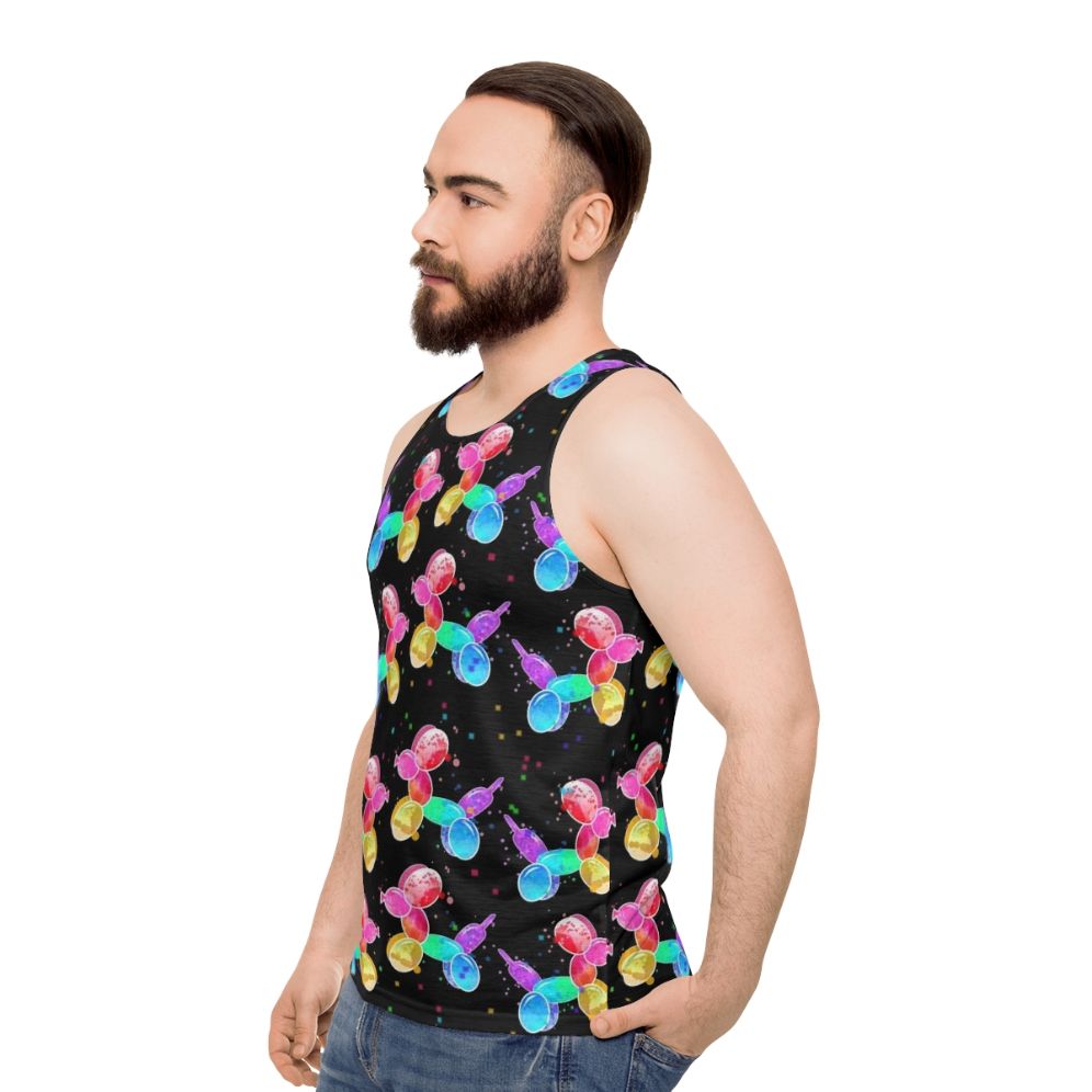 Watercolor balloon dogs unisex tank top - men side