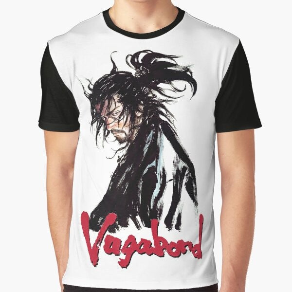 Vagabond Japanese art graphic t-shirt featuring elements of anime, manga, and Japanese culture