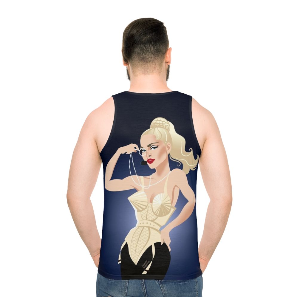 Unisex blonde tank top featuring Alejandro Mogoll art - men back