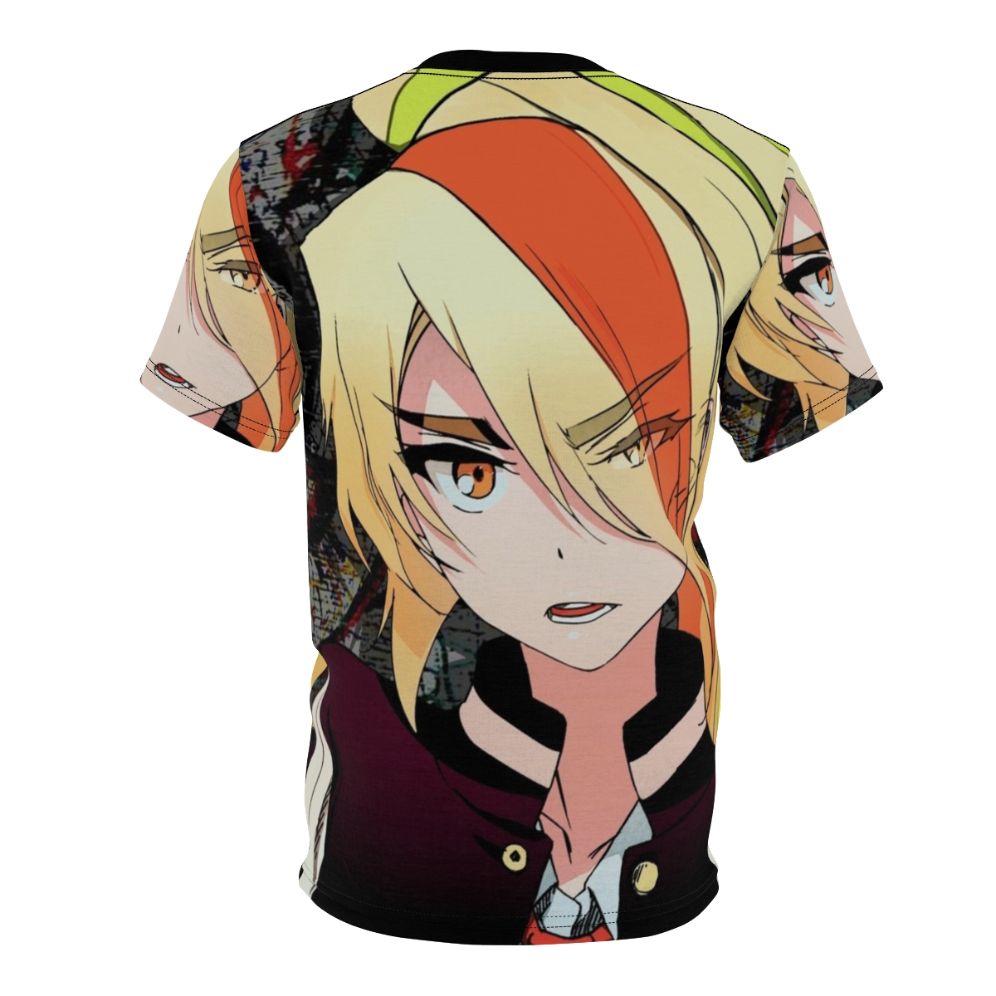 Stylized graffiti art t-shirt featuring the character Nikaidou Saki from the anime series Zombieland Saga - Back