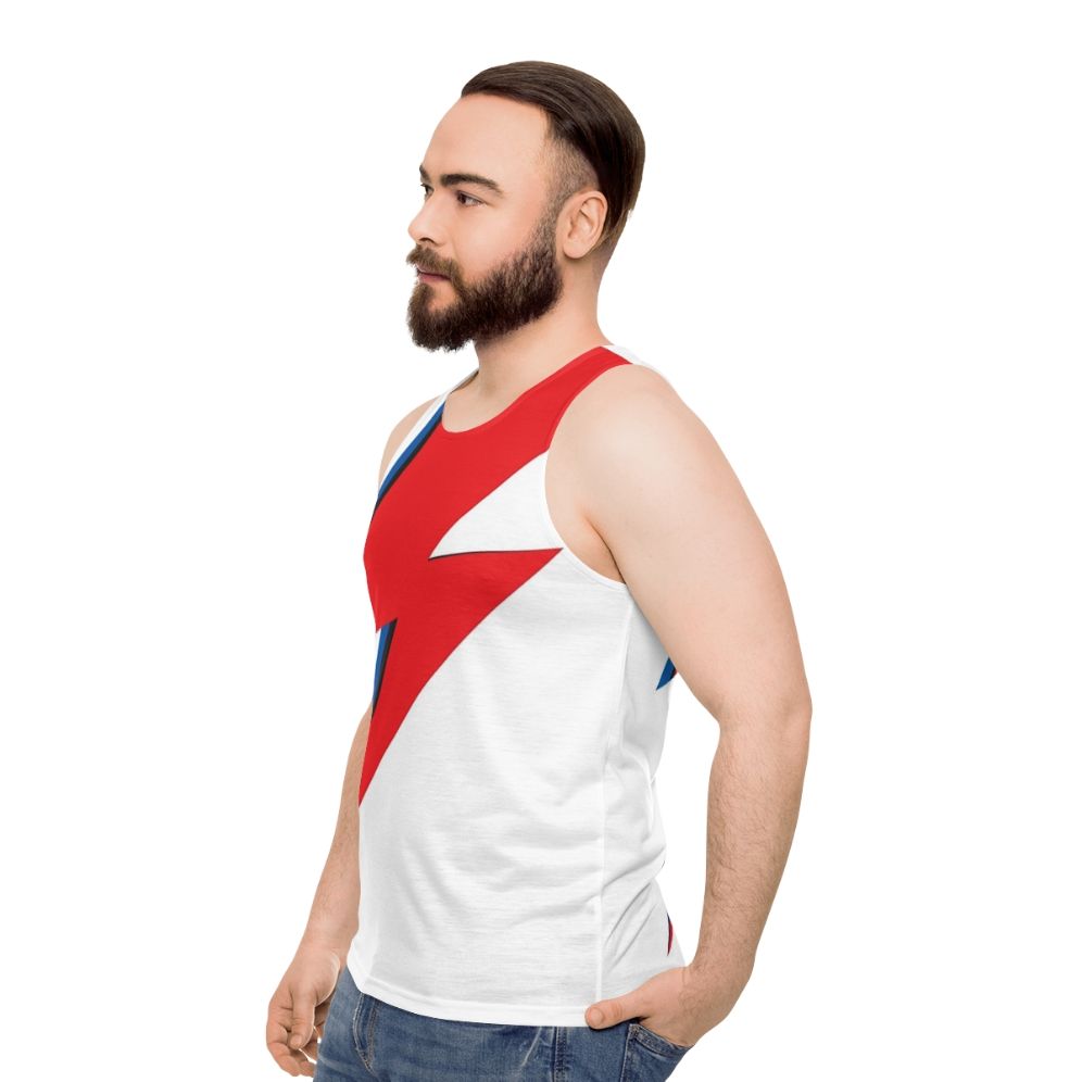 Glam rock inspired lightning bolt unisex tank top - men side