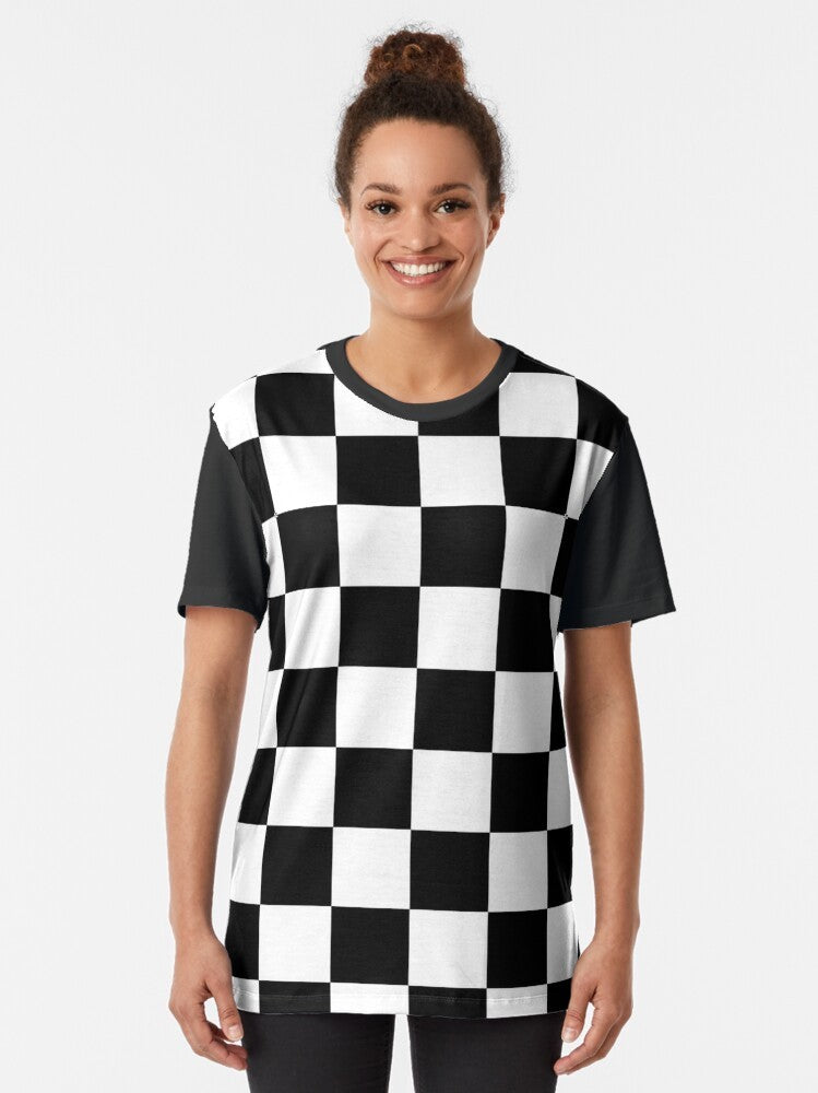 Checkered flag race winner graphic t-shirt - Women