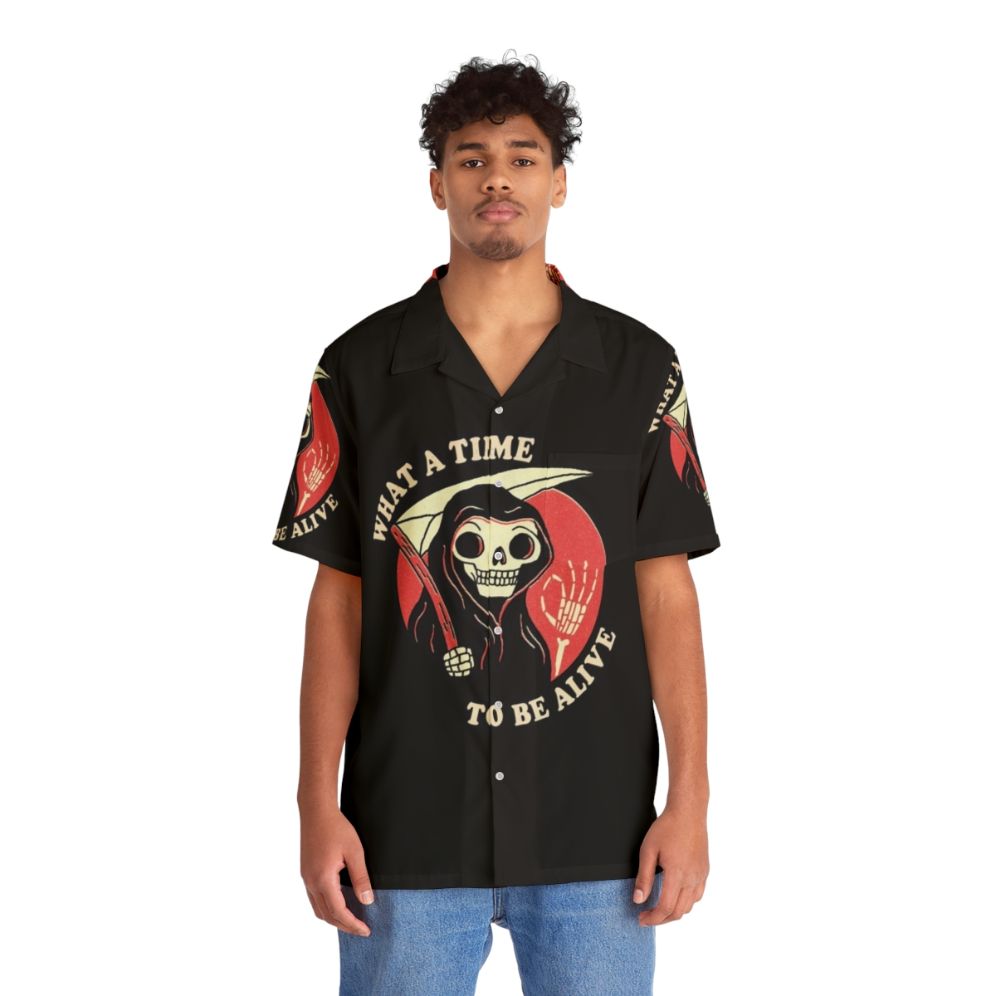 Retro Grim Reaper Hawaiian Shirt - People Front