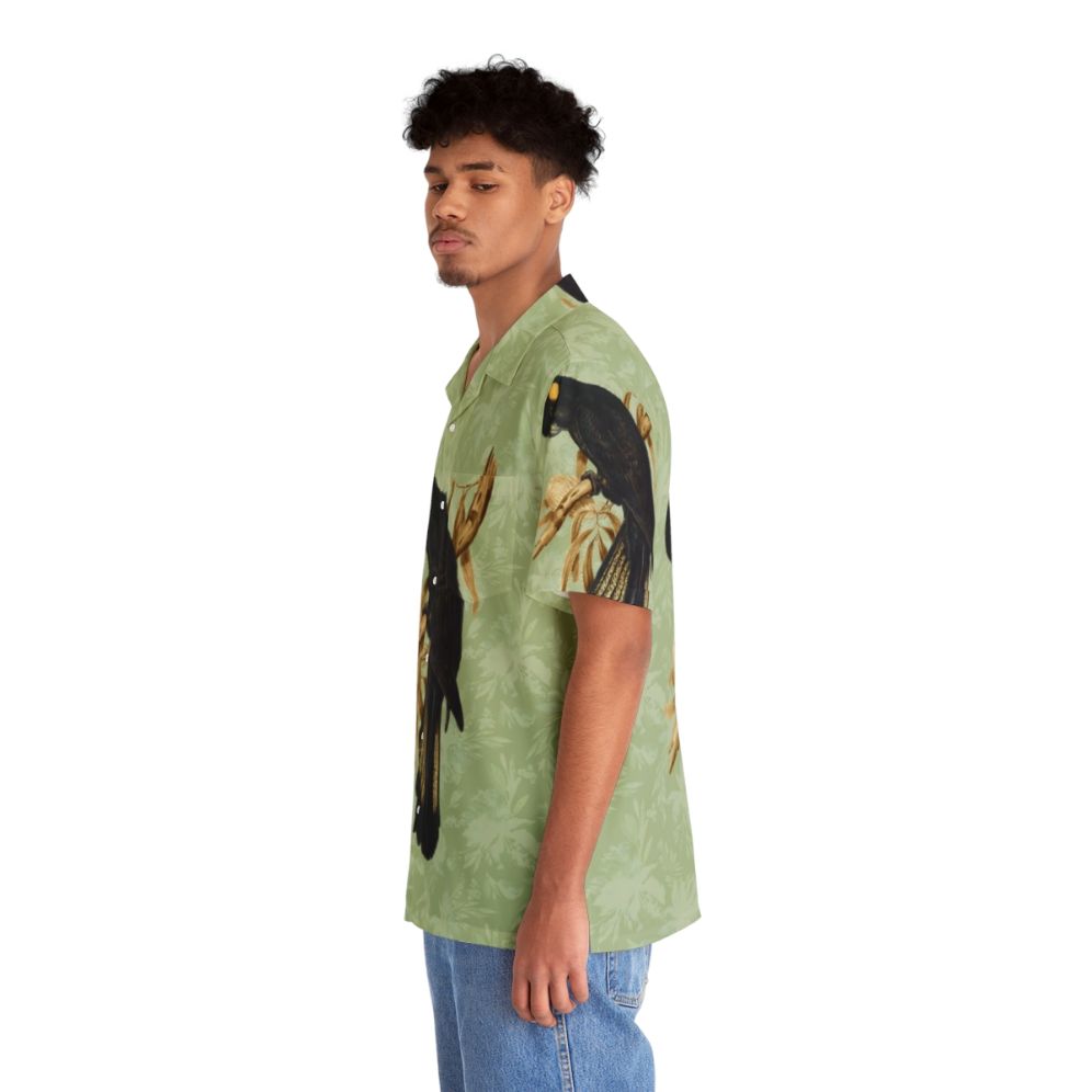 Yellow tailed black cockatoo Hawaiian shirt with botanical print - People Left