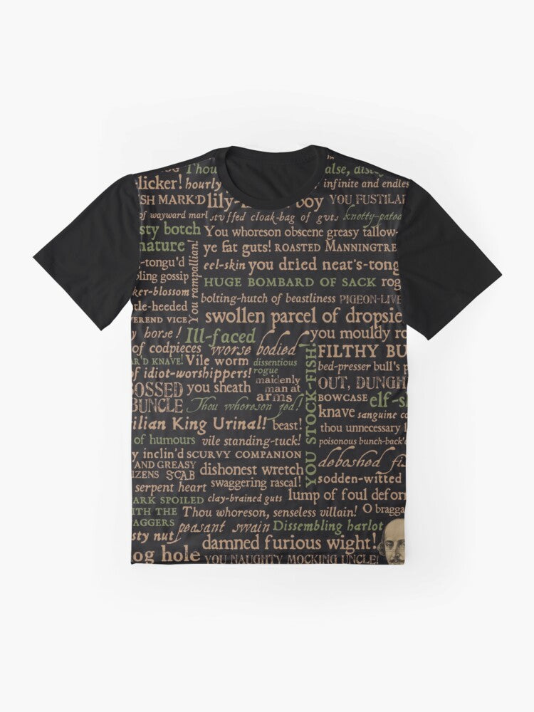 Shakespeare Insults - Revised Edition Graphic T-Shirt featuring witty Elizabethan quotes - Flat lay