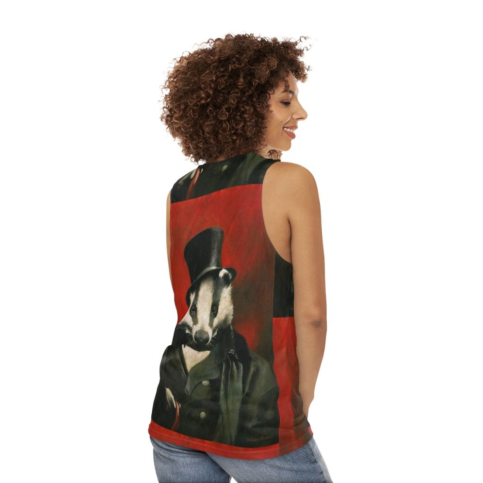 Quirky Victorian Badger Portrait Unisex Tank Top - women back