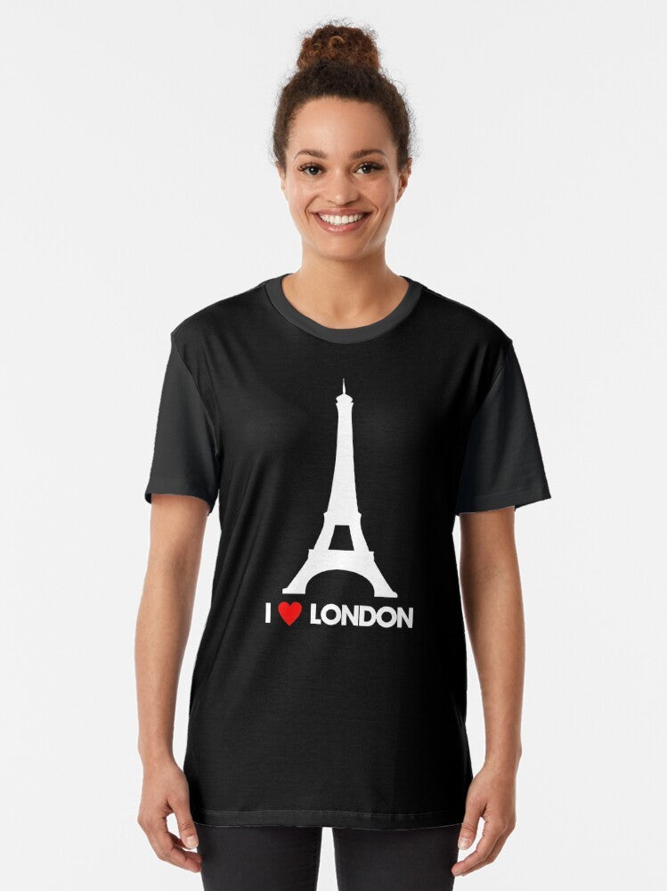 I Heart London Eiffel Tower - Joke T-Shirt Graphic Tee - Women