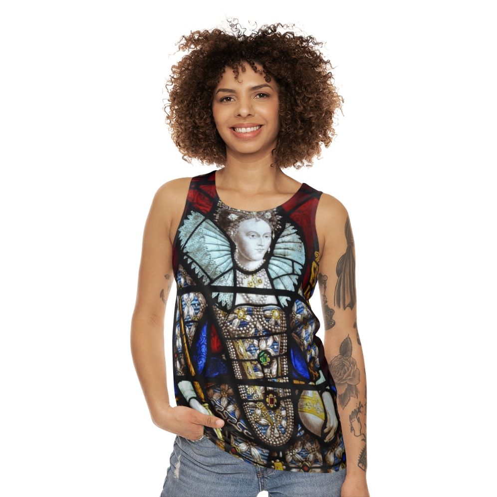 Queen Elizabeth I Stained Glass Unisex Tank Top - women