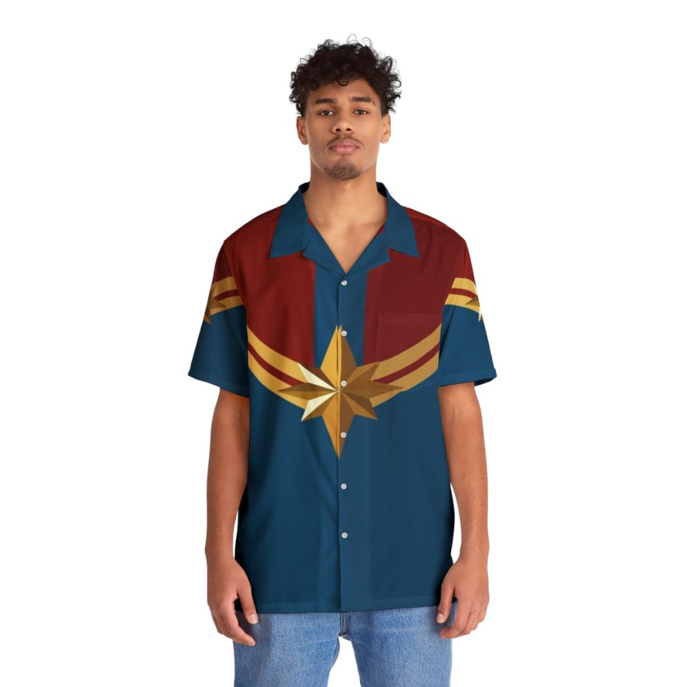 Captain Marvel Hawaiian Shirt Costume - People Front