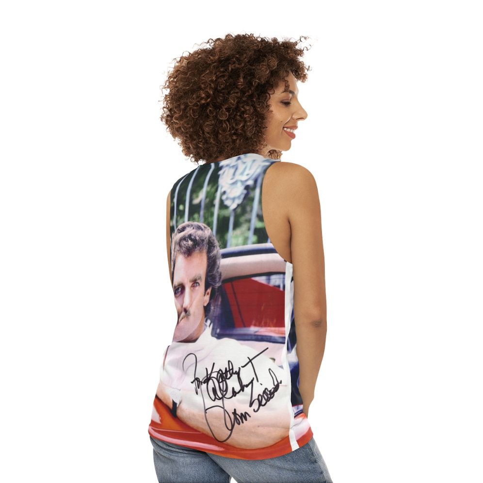 Signed Tom Selleck Celebrity Unisex Tank Top - women back