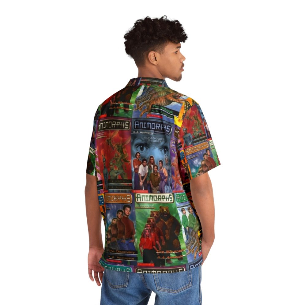 Animorphs book covers themed Hawaiian shirt - Flat lay