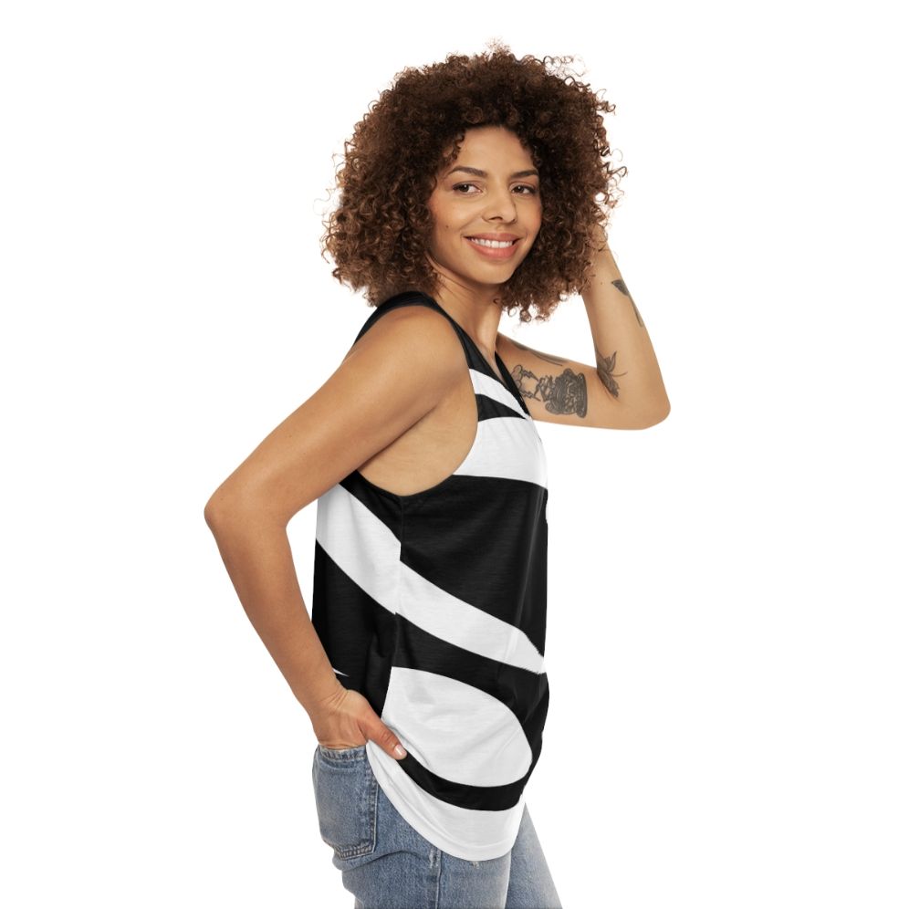 Modern abstract waves graphic unisex tank top - women side