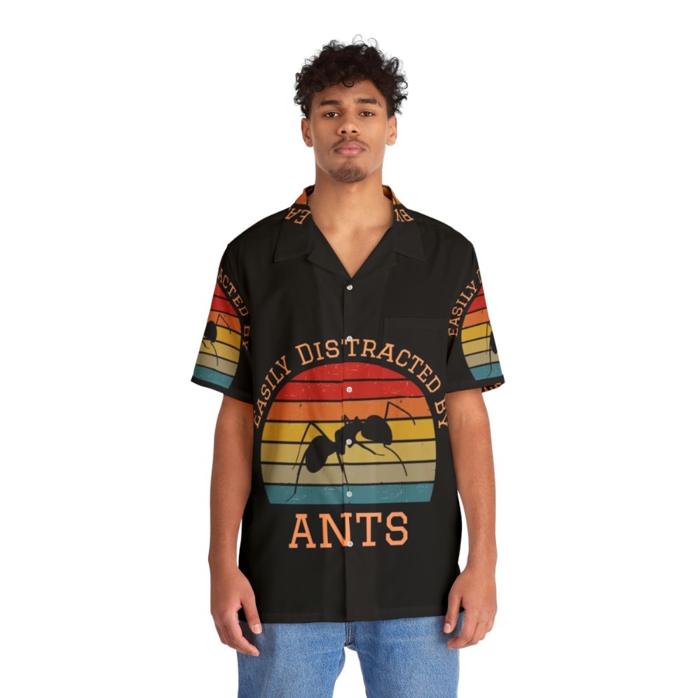 Easily Distracted By Ants Hawaiian Shirt featuring funny bug design for nature and insect lovers - People Front