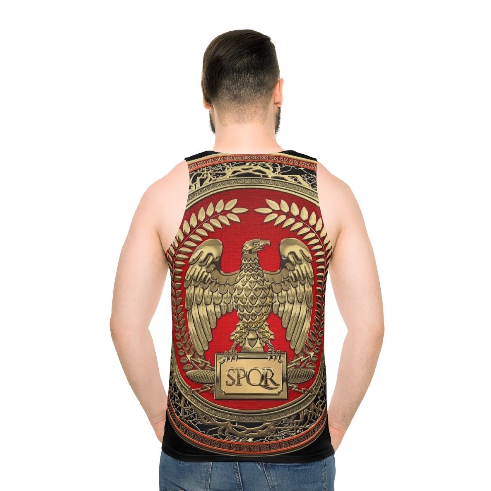 Unisex Roman Imperial Eagle Leather Tank Top - men back