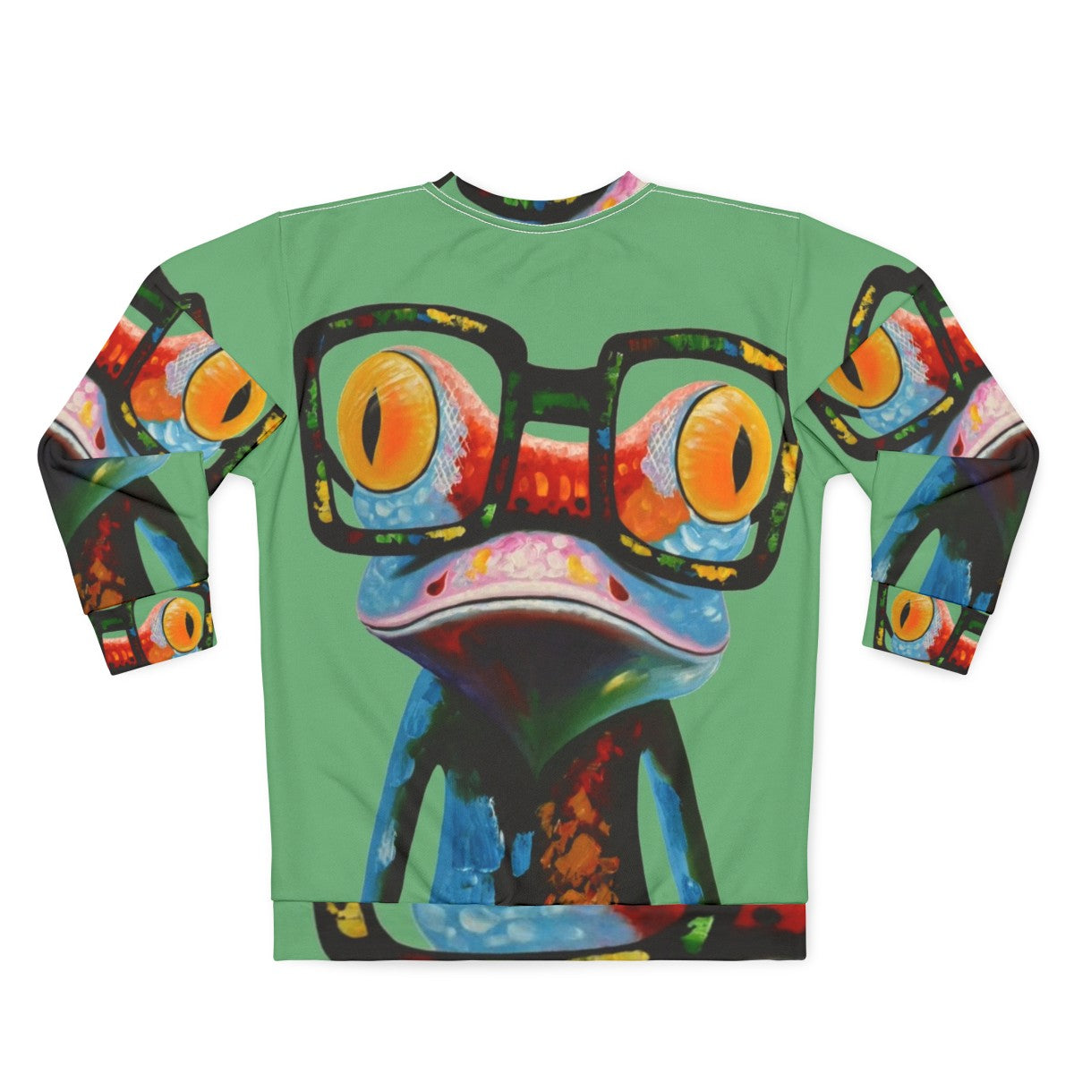 Hipster frog nerd glasses sweatshirt - Back