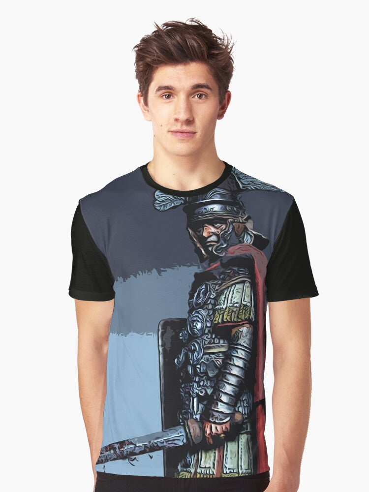 Graphic t-shirt featuring an ancient Roman centurion design - Men