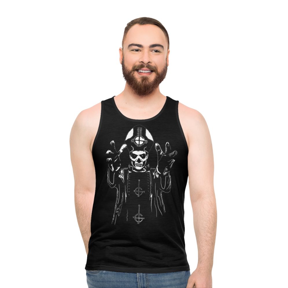 Ghost Band Unisex Tank Top featuring Papa Emeritus and Cardinal Copia - men