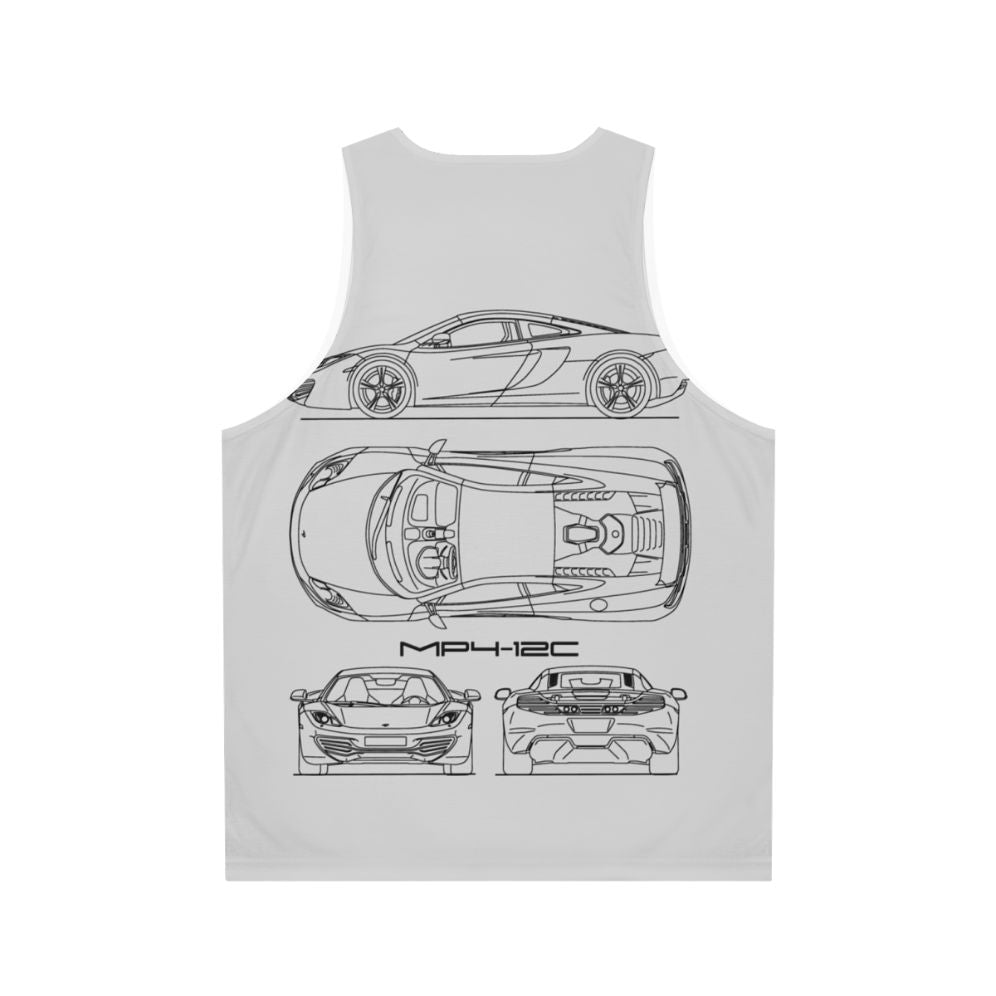 Mclaren MP4 12C Blueprint Unisex Tank Top - Back