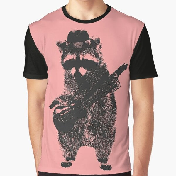 Illustration of a cute raccoon holding a ukulele