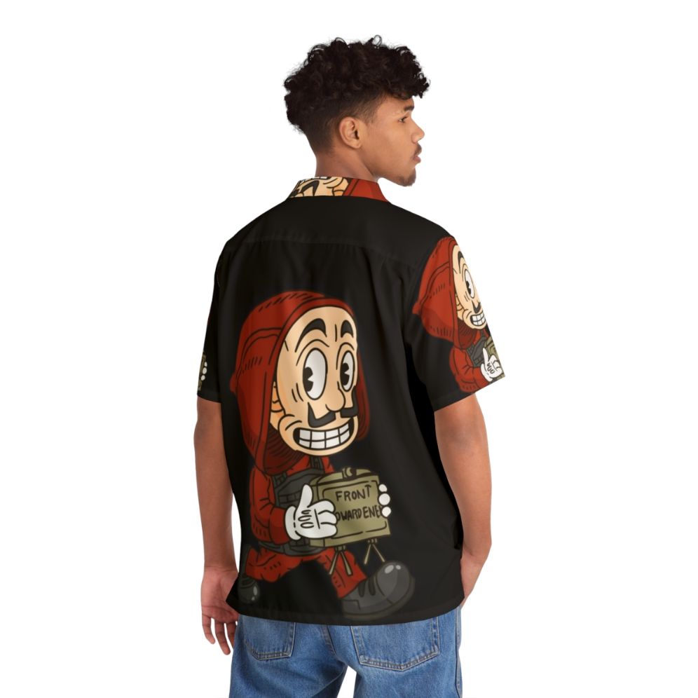 Vintage cartoon-style Hawaiian shirt with money heist design - People Back