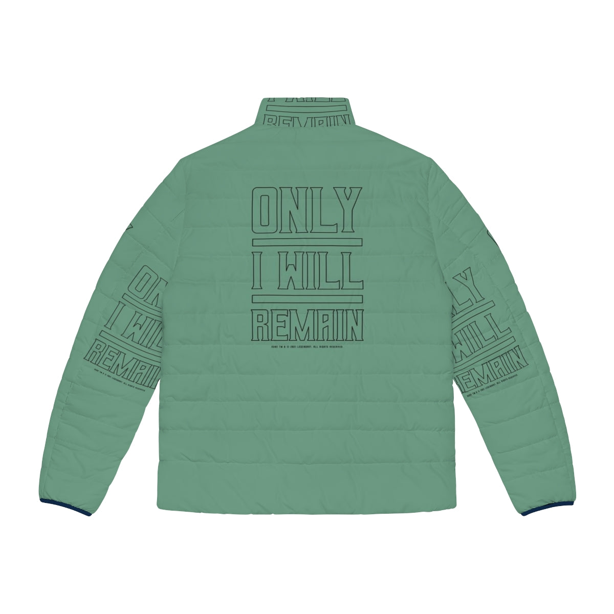 Dune Outline Puffer Jacket with "Only I Will Remain" quote - Back