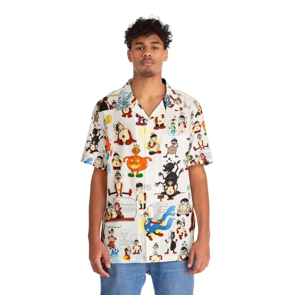 Barican Hawaiian shirt with tropical pattern and Chargeman Ken inspired design - People Front