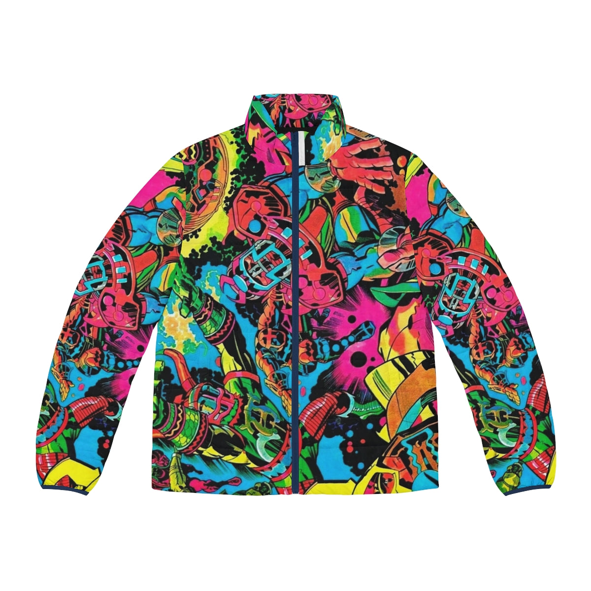 Kirby Puffer Jacket with Retro Comic-Inspired Pop Art Design