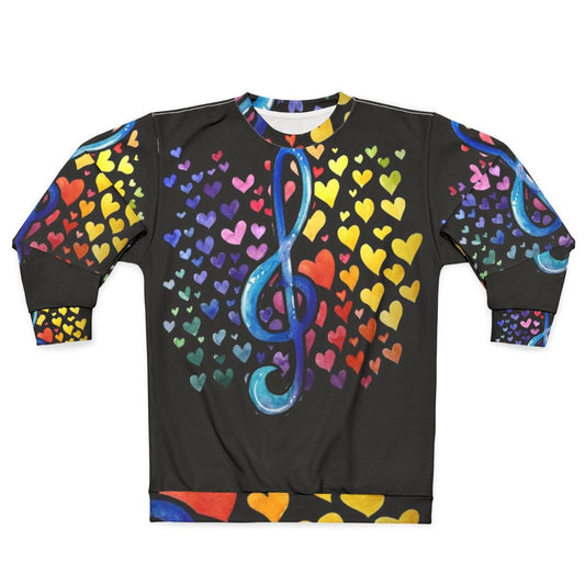 Colorful music love sweatshirt with rainbow design