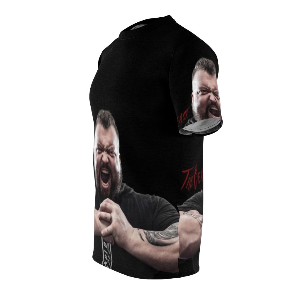 Stylish AOP T-shirt with Eddie Hall "The Beast" inspired design - men left