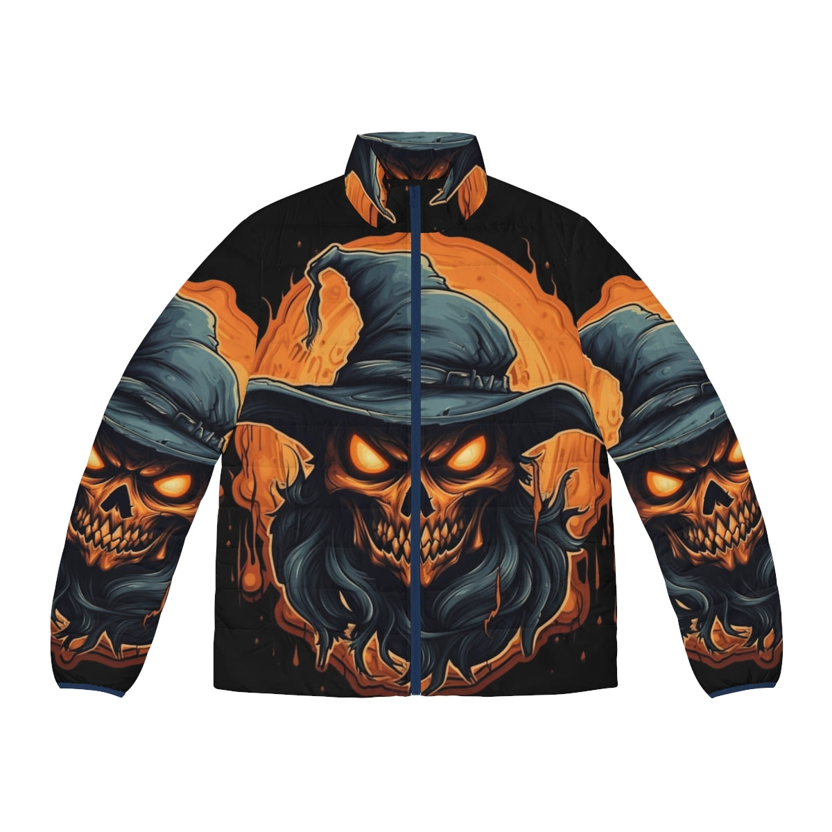 Skeletor Death Wizard Puffer Jacket with Burning Skull Design