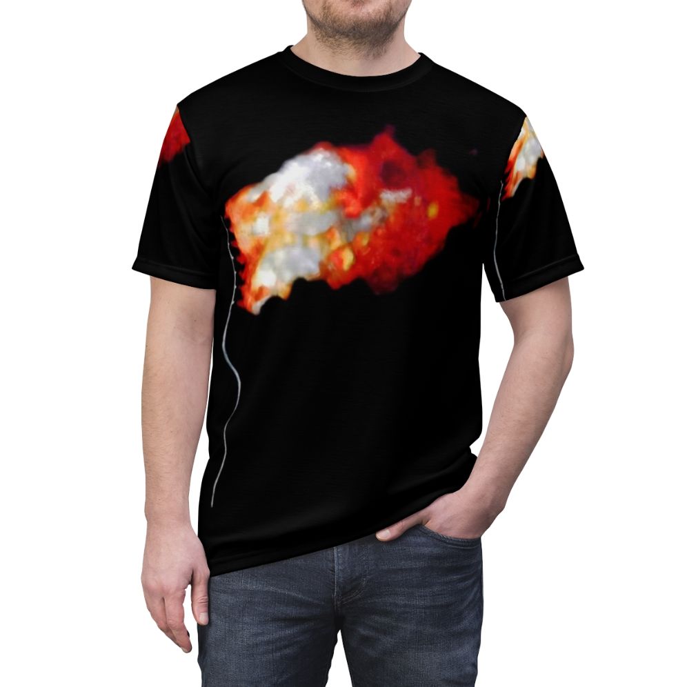 Burning flag abstract graphic design digital art tshirt - men front