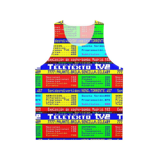 Unisex tank top with retro teletext pixel art design