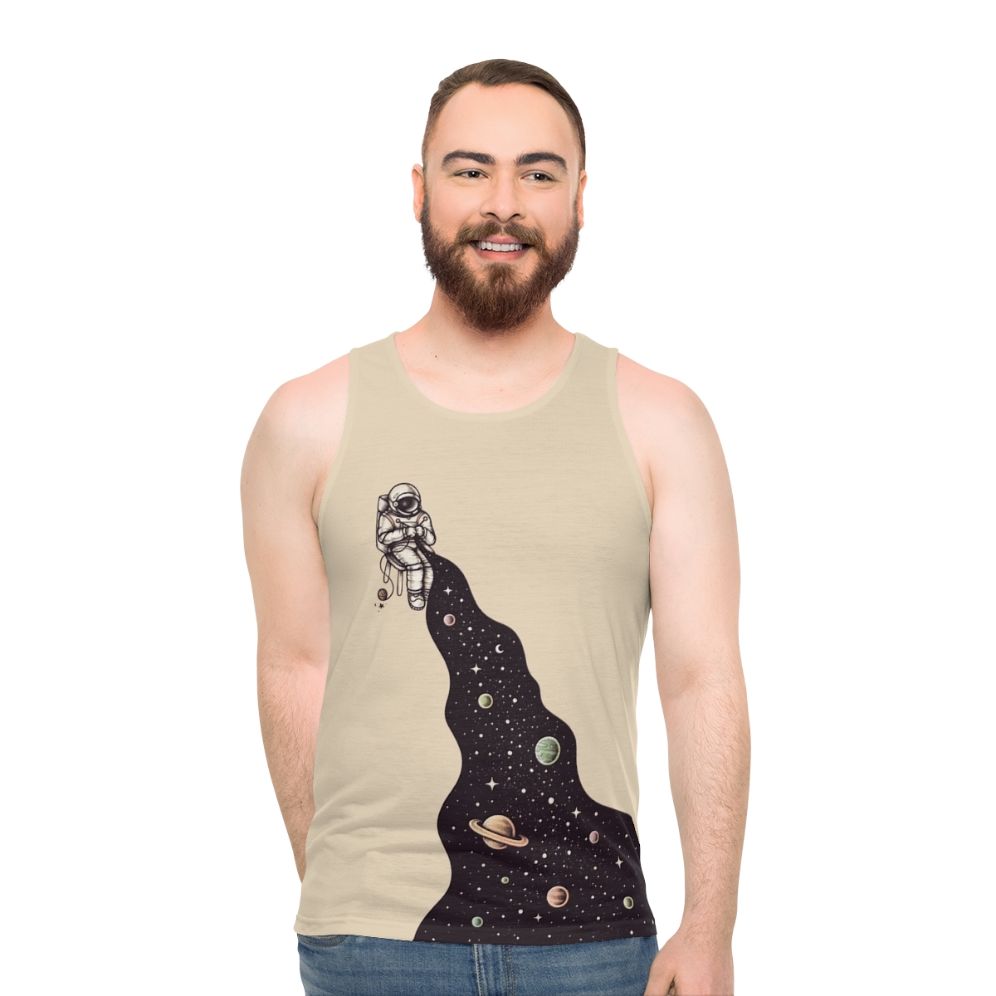 Unisex tank top with a cosmic, galaxy-inspired design - men