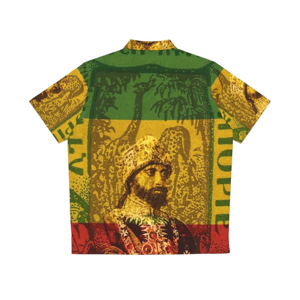 Haile Selassie Emperor of Ethiopia Rastafarian Hawaiian Shirt - Back