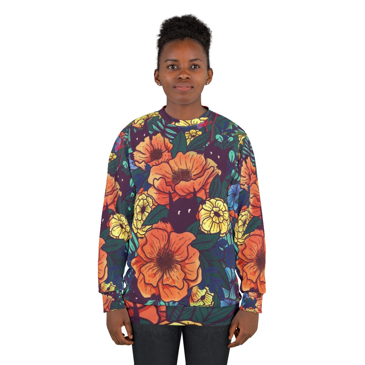 Watercolor wild flowers floral sweatshirt - women