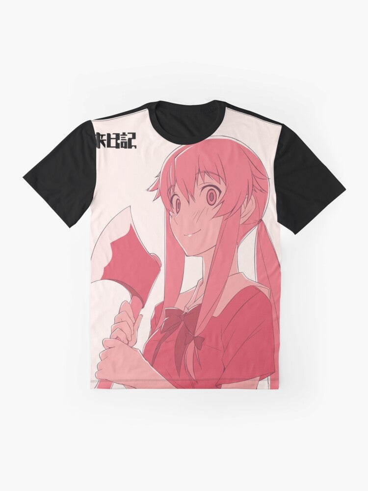 Mirai Nikki anime graphic t-shirt featuring Yuno Gasai - Flat lay