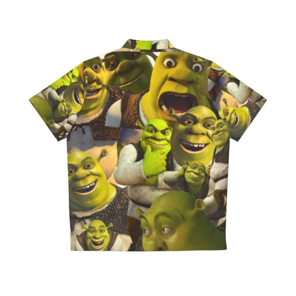 Shrek Hawaiian shirt with Shrek, Fiona, and Donkey characters - Back